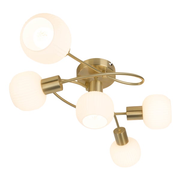 Deckenleuchte mit fünf Leuchten und goldenen Details