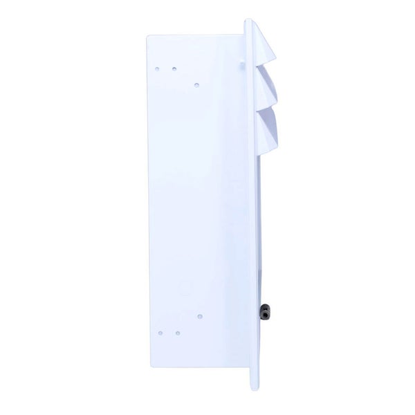 Einbau-Lüftungsgitter mit Lamellen für die Wandmontage, seitliche Ansicht.