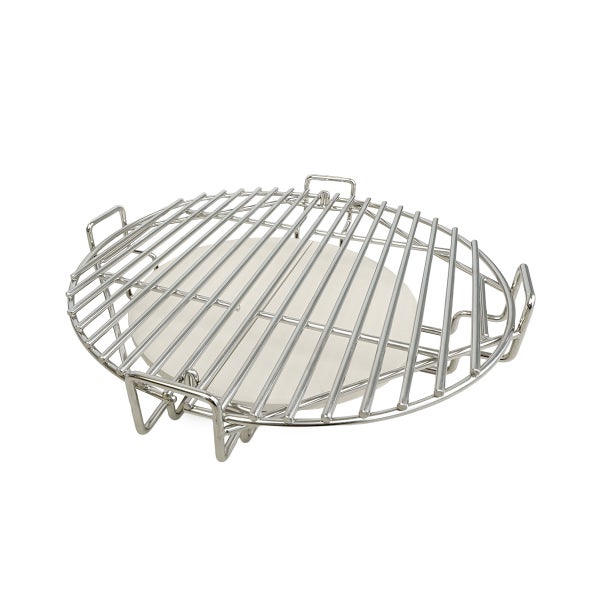 Grillrost aus Metall mit Pizzastein