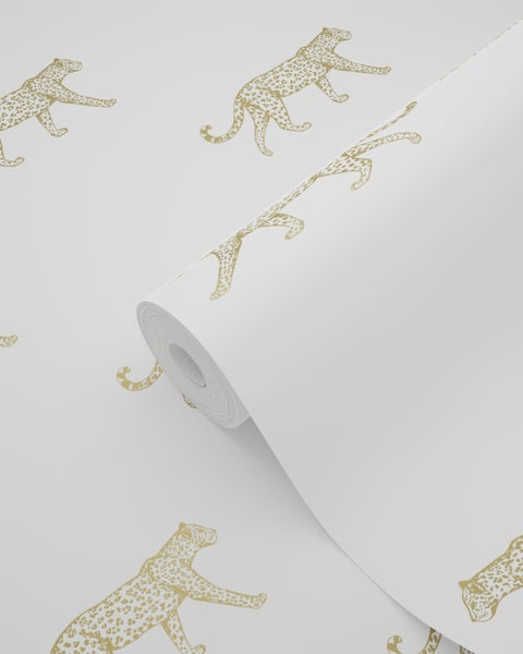 Origin Wallcoverings Tapete Panter Weiß und Gold - 53 cm x 10.05 m - 347685