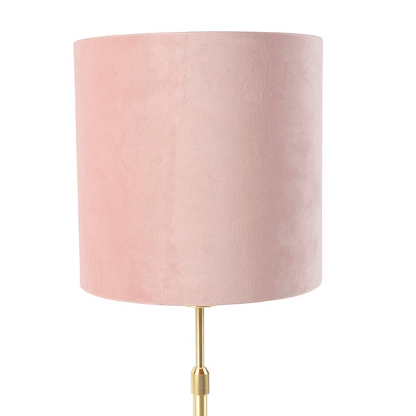 Tischleuchte gold / messing mit veloursschirm pink 25 cm - Parte