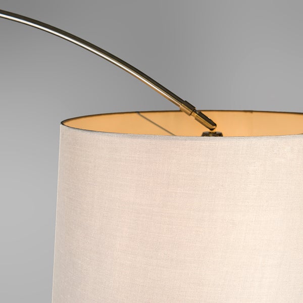 Bogenleuchte Stahl Stoffschirm weiß 45 cm - XXL