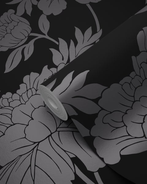Origin Wallcoverings Tapete Blumen Schwarz - 53 cm x 10.05 m - 345927