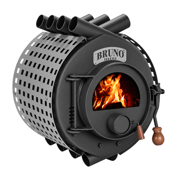 Bruno Mini Holzofen mit Sichtfenster und Konvektionsrohren
