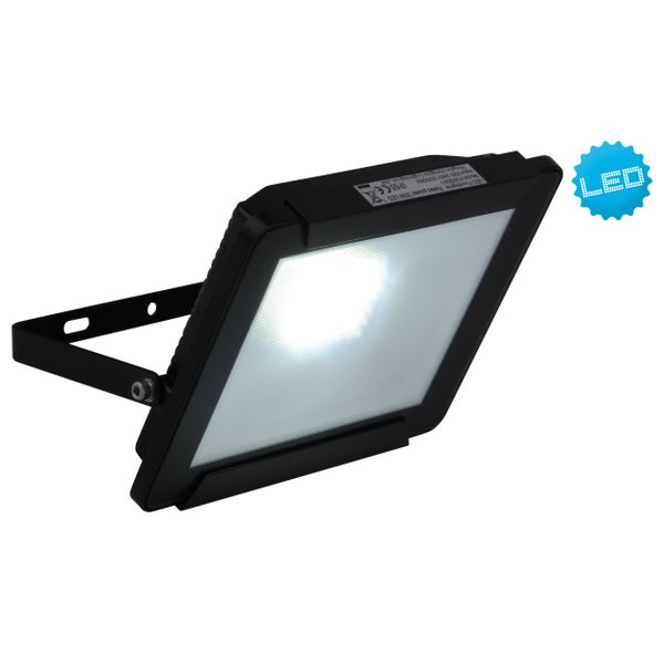 LED-Außenleuchte Strahler 30W , aus Metall und Glas in Schwarz, mit integrierter LED