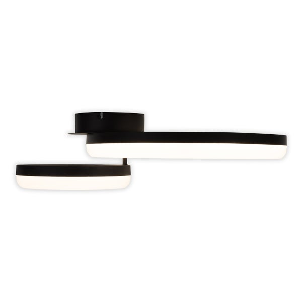 LED-CCT-Deckenleuchte CIRCULO aus schwarzem Metall und sandfarbenem Kunststoff 53 cm lang