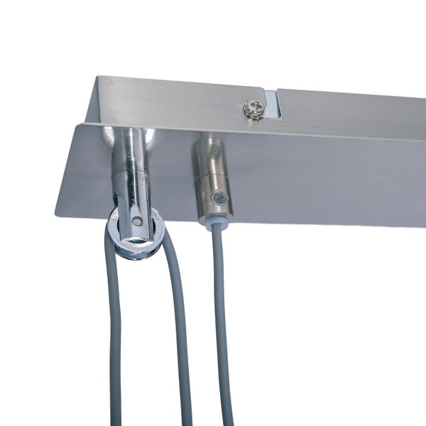 4er Pendelleuchte TILDE, klassische Pendellampe aus Metall und Textil in Grau und Weiß, mit E27-Fassung, höhenverstellbar, 86 cm lang, ideal als Esszimmerleuchte