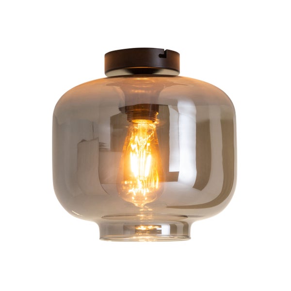 Deckenleuchte mit Lampenschirm aus Glas und eingesetzter Glühbirne