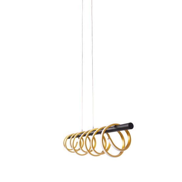 LED Pendelleuchte BELLEZA, moderne Pendellampe aus  Metall und Kunststoff Schwarz, Gold und Weiß, mit fest verbauten LEDs, 100 cm lang. Die ideale Beleuchtung für Wohnzimmer, Esszimmer oder Küche.