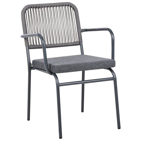 Set mit 4 Stühlen und Sitzkissen TACENO Metall Grau