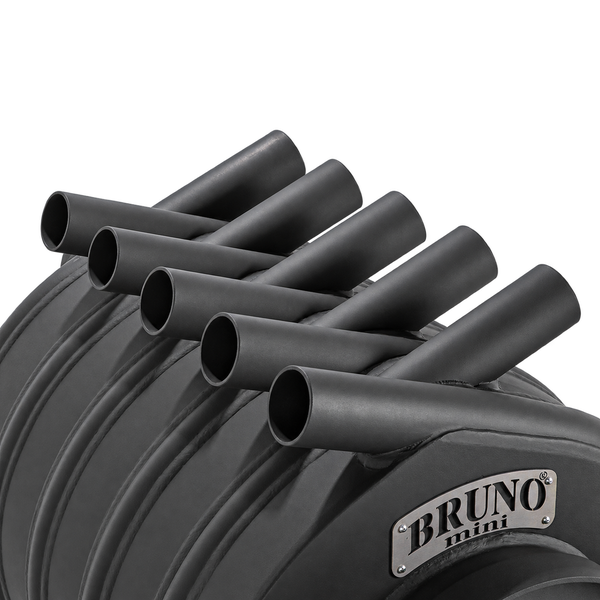 Detailansicht der Konvektionsrohre eines Bruno Mini Kaminofens aus Stahl
