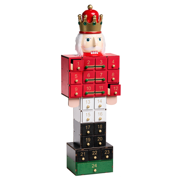 Nussknacker Adventskalender aus Holz mit 24 Schubladen