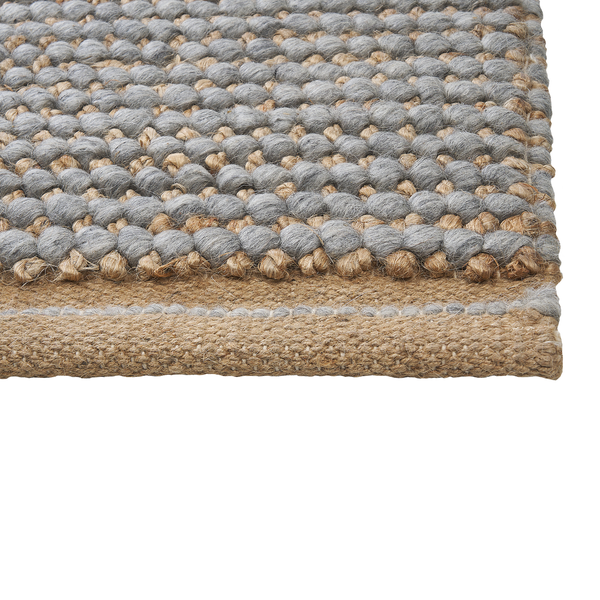 Teppich Wolle grau 80 x 150 cm Kurzflor BANOO