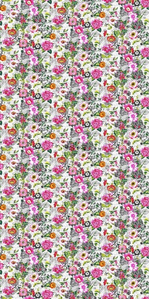 ESTAhome XXL-Vliestapete funky Blumen Rosa, Rot, Grün, Schwarz und Weiß - 50 x 900 cm - 158501