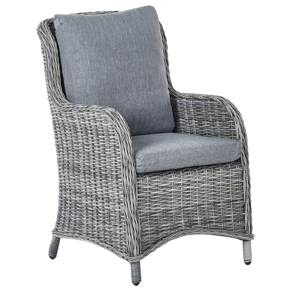 Gartensessel aus Rattan mit Sitz- und Rückenkissen