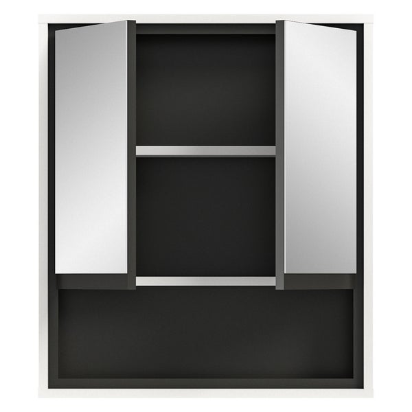 Jaru Spiegelschrank Bad 2 Türen 1 Fach weiß Hochglanz. 60 X 16 X 69 cm