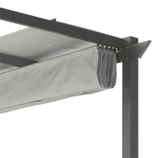 Pergola 4 x 3 m lichtgrau mit ausziehbarem Dach und Schutzhülle
