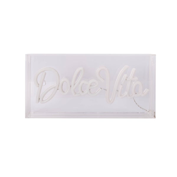 Dekorative Leuchtreklame mit dem Schriftzug Dolce Vita