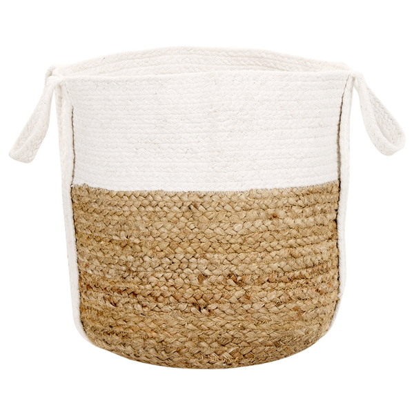 Dekorativer Korb aus Jute und Baumwolle mit Tragegriffen