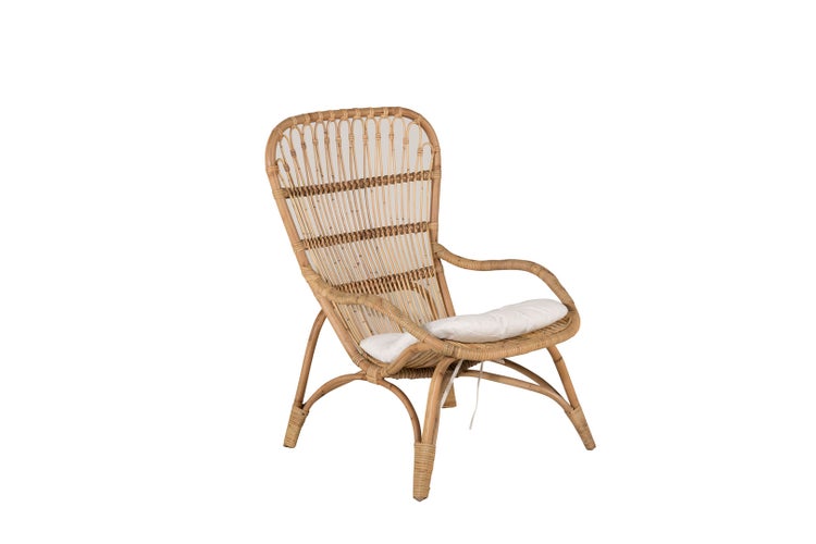 Ella Loungestuhl mit Hocker natur, offwhite. 66 X 131 X 95 cm