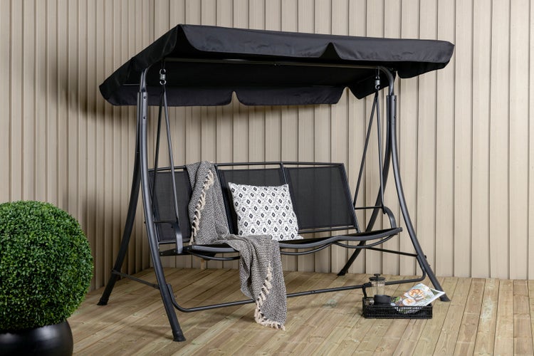 Madras hängendes Gartensofa 3 Pers. schwarz. 203 X 122 X 160 cm