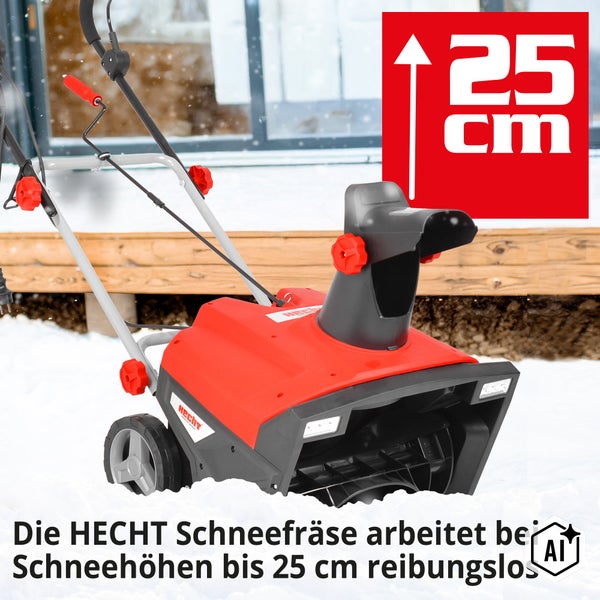 Hecht Elektro Schneefräse für Schneehöhen bis 25 Zentimeter mit Hecht Logo