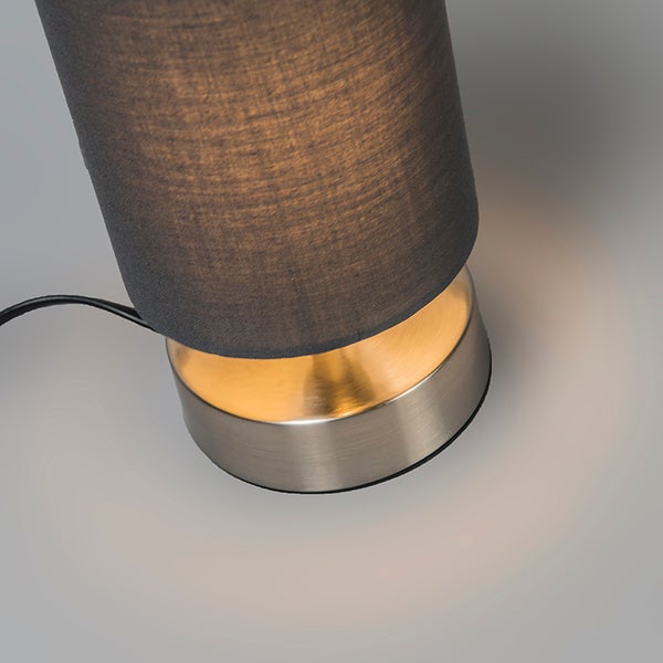 Moderne Tischlampe grau mit Stahl - Milo 2