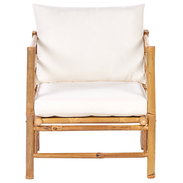 Lounge Set mit Tisch 5-Sitzer CERRETO linksseitig Bambusholz Cremeweiß