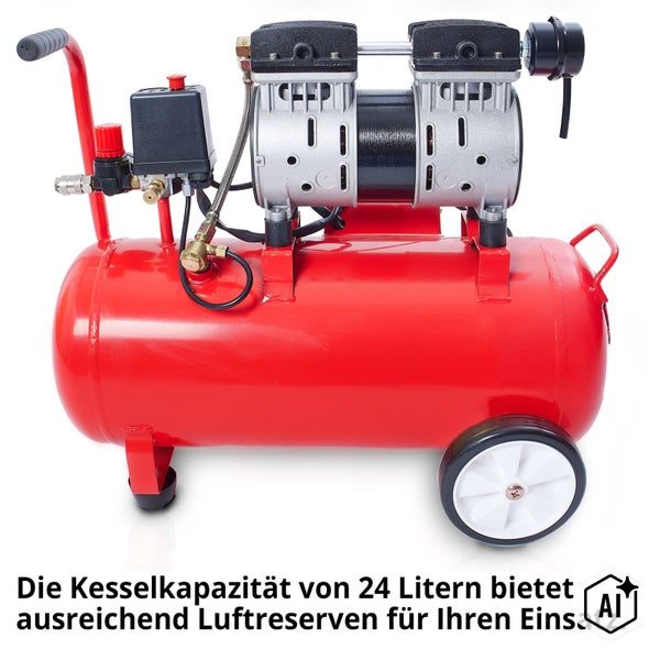 Mobiler Kompressor mit einem 24 Liter Druckluftkessel für Werkstattarbeiten