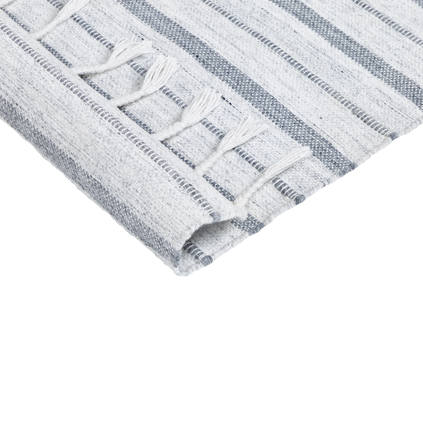 Outdoor Teppich cremeweiß / grau 140 x 200 cm Streifenmuster Kurzflor BADEMLI