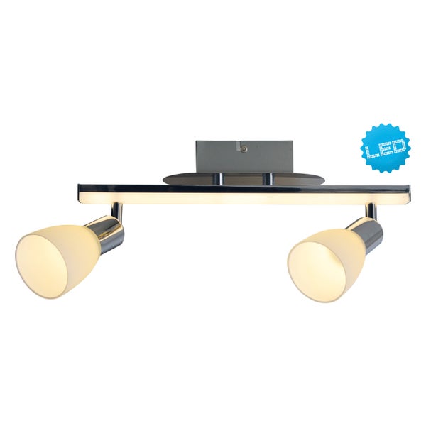 Deckenleuchte mit zwei Strahlern und LED-Symbol