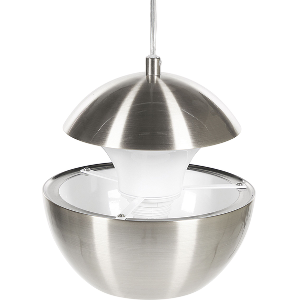 Hängelampe Metall silber / weiß glänzend Kugelform BOJANA
