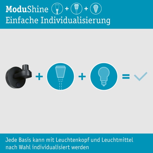 ModuShine Leuchtensystem mit flexibler Leuchtmittelauswahl für smarte Beleuchtung, dekorative Glühbirnen und energieeffiziente LED Lampen.
