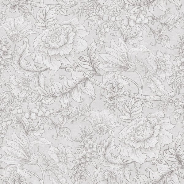ESTAhome Tapete Blumenmuster Grau - 50 x 900 cm - 139796