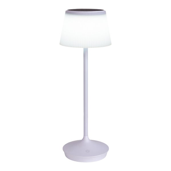 LED Leuchte EMMI für Außen und Innen, Tischlampe aus Metall und Kunststoff, mit fest verbauten LEDs, LED Tischlampe für Balkon, Terrasse, Garten, Wohnzimmer, Wintergarten, ca. 38 cm hoch