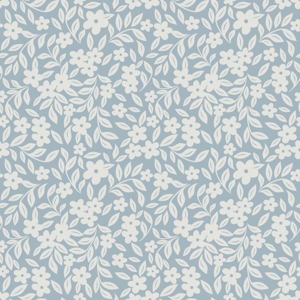 ESTAhome Tapete Blumen Blau - 50 x 900 cm - 131440