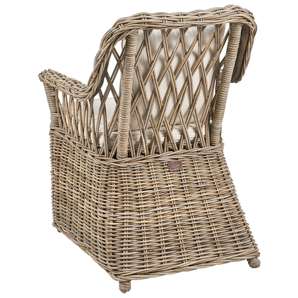 Gartensessel Rattan natürlich 2er Set Auflagen hellbeige MAROS II