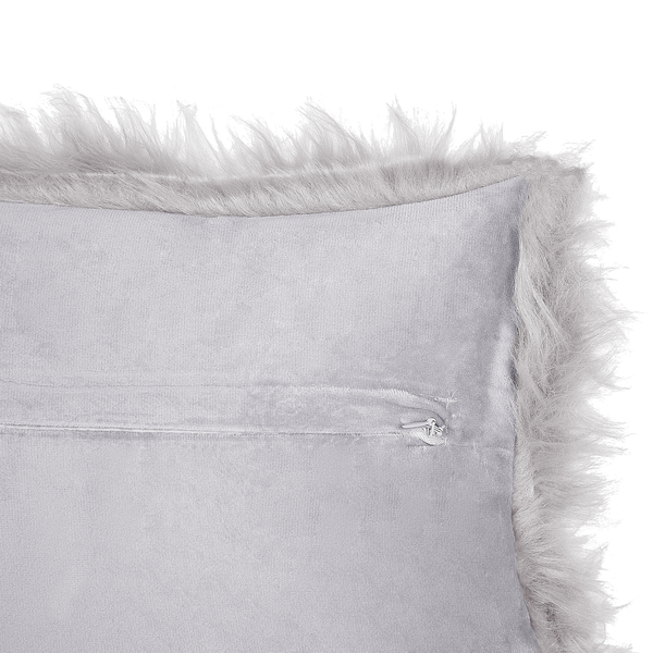 Dekokissen 2er Set LUBHA Webpelz 42 x 42 cm Hellgrau Ohne Muster
