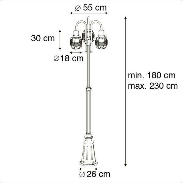 Smarte Außenlampe schwarz 3-Licht IP44 inkl. Wifi ST64 - Guardado