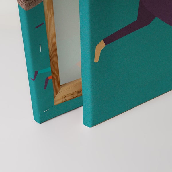 Detailansicht eines Leinwandbildes mit Holzrahmen