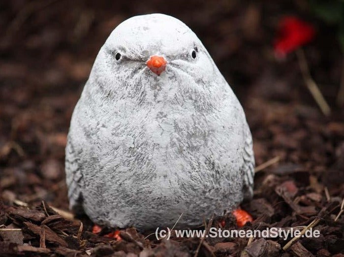 Gartenfigur in Form eines dicken Vogels aus Steinguss zur Dekoration im Außenbereich