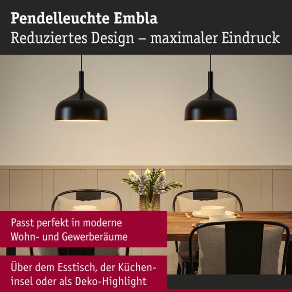 Pendelleuchte Embla in verschiedenen Ausführungen über Esstisch, Kommode und Wohnzimmertisch