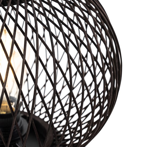 Ländliche Tischlampe für den Außenbereich aus schwarzem Rattan – Calamus