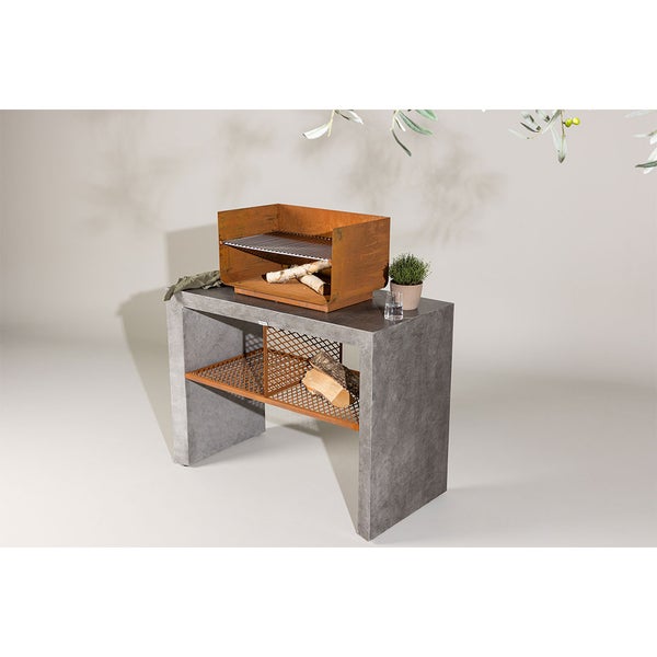 Velas Outdoorküche mit Holzgrill hellgrau. 60 X 120 X 90 cm