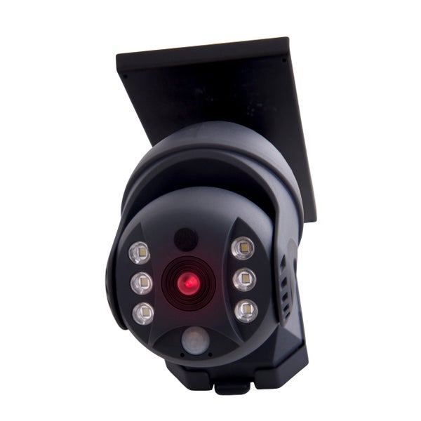 LED Solar Außenwandleuchte MOHO mit Bewegungsmelder und Security-Kamera-Attrappe , Wandleuchte aus Kunststoff in Grau, mit integrierter LED