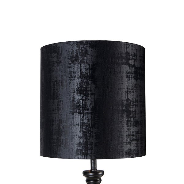 Klassische Stehlampe schwarz mit schwarzem Schirm 40 cm - Classico