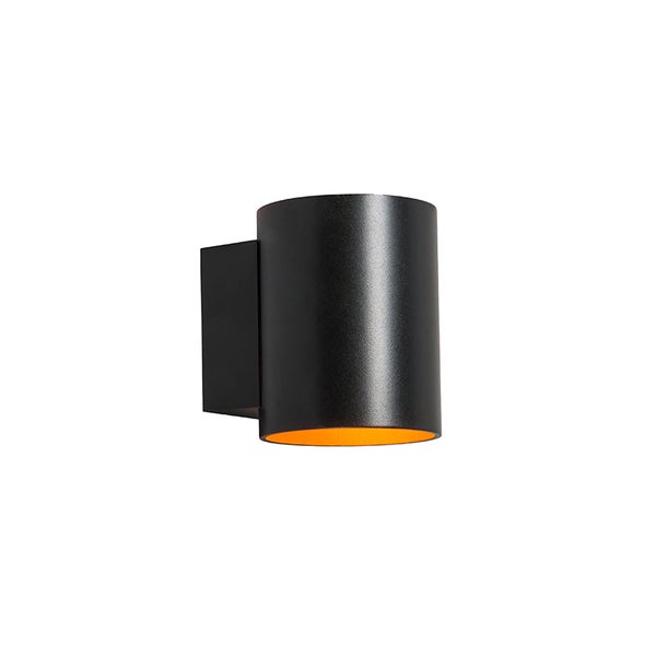 Moderne Wandleuchte Schwarz mit Gold Rund - Sola