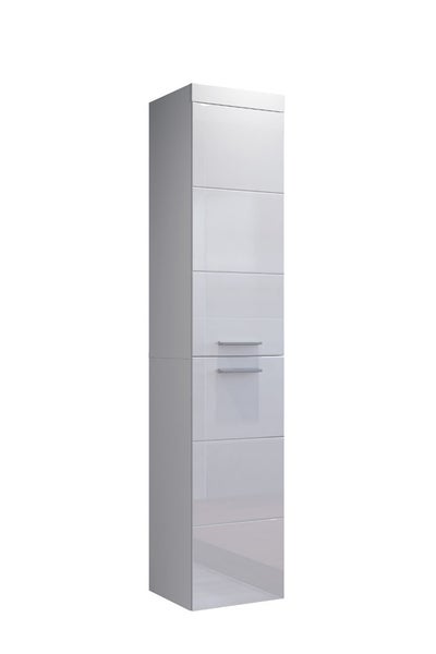 Devon Bad Hochschrank 2 Türen weiß, weiß Hochglanz. 35 X 33 X 170 cm