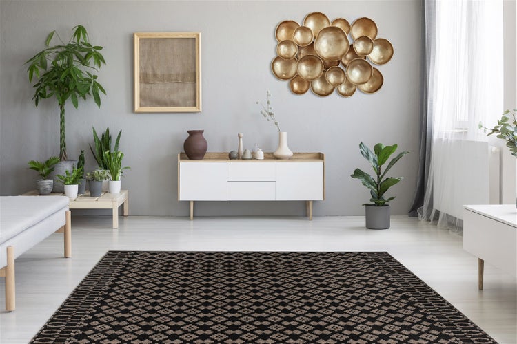 Flachflor Teppich Silkaria Anthrazit / Schwarz Modern 200 x 290 cm