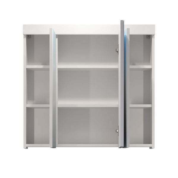 Devon Bad Spiegelschrank 3 Türen weiß, Spiegelglas. 80 X 16 X 75 cm